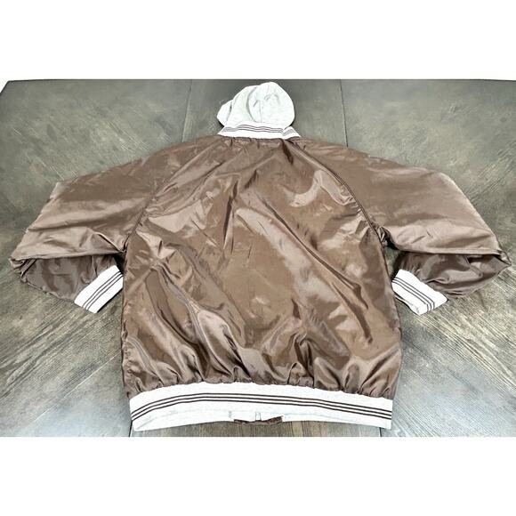 Brown / Gray Baseball Jacket Team Realtree Hooded Quilted Lining Medium 38/40 - Picture 11 of 11